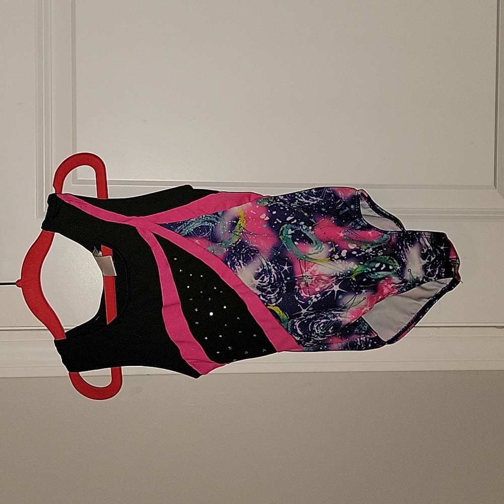 Girls Gymnastics Black and pink leotard size 6
